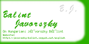 balint javorszky business card